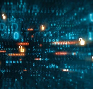 a digital illustration depicting a cybersecurity or data breach theme.