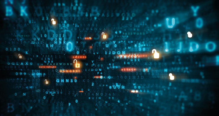 a digital illustration depicting a cybersecurity or data breach theme.