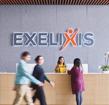 the lobby of Exelixis, Inc., a pharmaceutical company focused on oncology drug discovery and development