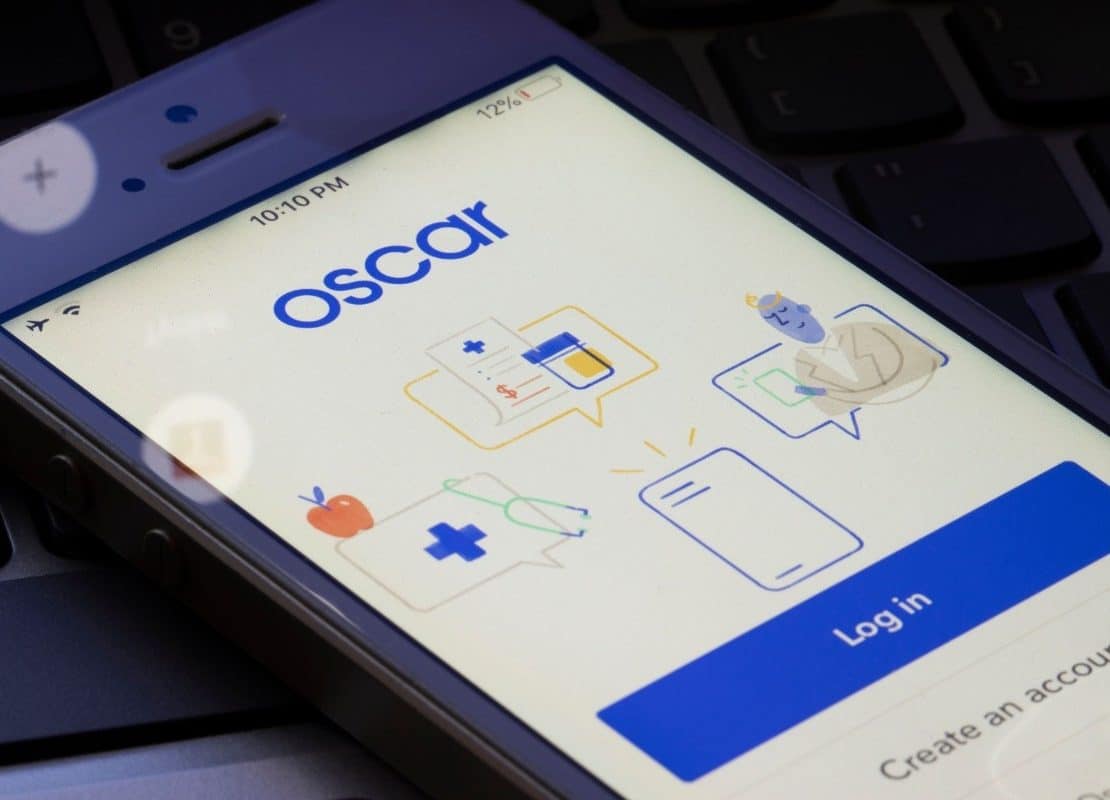 Oscar Health app on smart phone of private healthcare user.