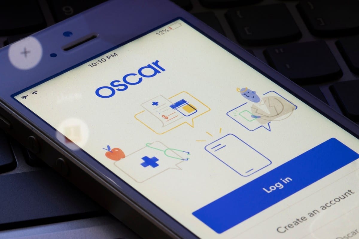 Oscar Health app on smart phone of private healthcare user.